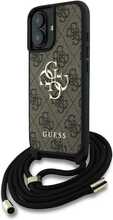 Telefoniümbris Guess 4G Big Logo Cord Stap Crossbody, Apple iPhone 16 Plus, pruun