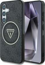 Telefoniümbris Guess 4G Glitter Triangle Buttons MagSafe Case, Samsung Galaxy S25, must