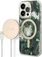 Guess GUBPP14XHJEACSA komplekt ümbris + laadija, Apple iPhone 14 Pro Max, roheline