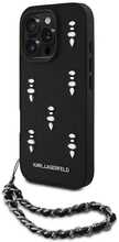 Karl Lagerfeld Saffiano Crystals w/Chain ümbris, Apple iPhone 16 Pro, must