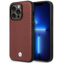 Telefoniümbris BMW Leather Diamond Pattern MagSafe BMHMP14L22RFGR, Apple iPhone 14 Pro, burgundy