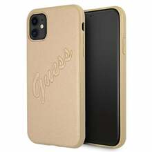 Telefoniümbris Guess GUHCP12LRSAVSLG Saffiano Vintage Script, Apple iPhone 12 Pro Max, kuldne