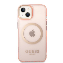 Telefoniümbris Guess GUHMP14SHTCMP Gold Outline Translucent MagSafe, Apple iPhone 14, roosa