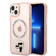 Telefoniümbris Karl Lagerfeld KLHMP14SHNKCIP Iconic Karl&Choupette MagSafe, Apple iPhone 14, roosa