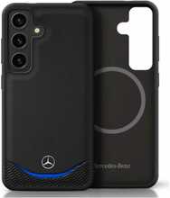 Telefoniümbris Mercedes Leather Contrasted Blue Horizontal Curve MagSafe, Samsung Galaxy S25, must