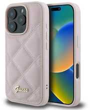 Telefoniümbris Guess Quilted Metal Logo, Apple iPhone 16 Pro, roosa