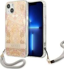 Telefoniümbris Guess GUHCP13SHFLSD Flower Strap, Apple iPhone 13 mini, kuldne
