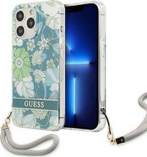 Telefoniümbris Guess GUHCP13LHFLSN Flower Strap, Apple iPhone 13 Pro, roheline