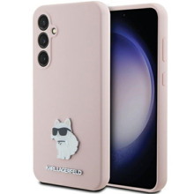 Karl Lagerfeld Choupette Metal Pin KLHCS23FESMHCNPP silikoonümbris, Samsung Galaxy S23 FE, roosa