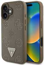 Guess Grained Hot Stamp Peony Triangle Logo MagSafe ümbris, Apple iPhone 16, pruun