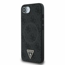 Telefoniümbris Guess PU 4G Strass Triangle Metal Logo, Apple iPhone 16e, must