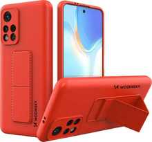 Telefoniümbris Wozinsky Kickstand silikonist alus, Xiaomi Poco M4 Pro 5G, punane