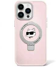Telefoniümbris Karl Lagerfeld Ring Stand Choupette Head MagSafe KLHMP15LHMRSCHP, Apple iPhone 15 Pro, roosa