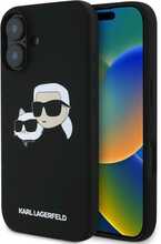 Telefoniümbris Liquid Silicone Karl Lagerfeld Double Heads MagSafe, Apple iPhone 16, must