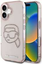 Telefoniümbris Karl Lagerfeld IML Rhinestones Karl Head, Apple iPhone 16, roosa
