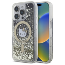 Telefoniümbris Hello Kitty HKHMP16XLGDIK Liquid Glitter Fever MagSafe, Apple iPhone 16 Pro Max, kuldne