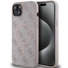 Telefoniümbris Guess GUHMP14SG4GFRP 4G Collection Leather Metal Logo MagSafe, Apple iPhone 14/15/13, roosa