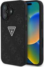 Telefoniümbris Guess Hot Stamp 4G Pattern Triangle Metal Logo, Apple iPhone 16, must