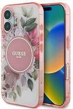 Telefoniümbris Guess IML Flower & Tonal Circle MagSafe, Apple iPhone 16 Plus, roosa