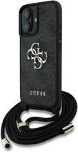 Telefoniümbris Guess 4G Big Logo Cord Stap Crossbody, Apple iPhone 16 Plus, must