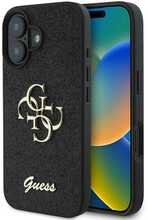 Telefoniümbris Guess PU Fixed Glitter 4G Metal Logo, Apple iPhone 16, must