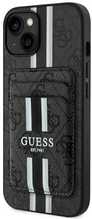 Guess 4G Stripes ümbris Magsafe rahakotiga, Apple iPhone 15, must