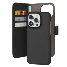 Telefoniümbris Puro Wallet Detachable MagSafe 2in1 PU Leather, Apple iPhone 15 Pro, must