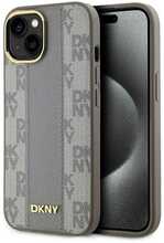 Telefoniümbris DKNY PU Leather Checkered Pattern Magsafe, Apple iPhone 15, pruunikaskollane