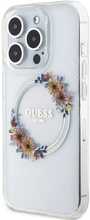Telefoniümbris Guess IML Flowers Wreath MagSafe GUHMP15XHFWFCT, Apple iPhone 15 Pro Max, läbipaistev