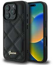 Telefoniümbris Guess Quilted Metal Logo, Apple iPhone 16 Pro, must