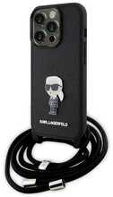 Telefoniümbris Karl Lagerfeld Crossbody Saffiano Monogram Metal Pin KLHCP15LSASKNPSK, Apple iPhone 15 Pro, must