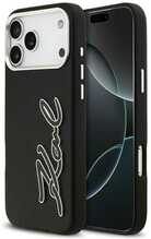 Karl Lagerfeld FW Grained Signature Logo ümbris, Apple iPhone 17 Pro Max, must