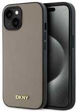 Telefoniümbris DKNY DKHMP15SPGHLME Grained Metal Logo MagSafe, Apple iPhone 15, kollane