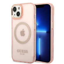 Telefoniümbris Guess GUHMP14MHTCMP Gold Outline Translucent MagSafe, Apple iPhone 14 Plus, roosa