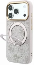 Guess PU 4G Ring Stand MagSafe ümbris, Apple iPhone 18 Pro, roosa