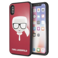 Telefoniümbris Karl Lagerfeld Iconic Glitter Karl`s Head KLHCPXDLHRE, Apple iPhone X/XS, punane