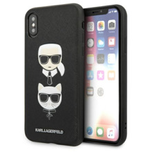 Telefoniümbris Karl Lagerfeld Saffiano Ikonik Karl&Choupette Head KLHCI65SAKICKCBK, Apple iPhone XS Max, must