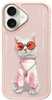 Nimmy telefoniümbris, Apple iPhone 16 6.1, roosa, Glasses Cool Cat