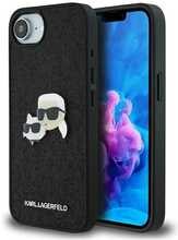 Telefoniümbris Karl Lagerfeld Fixed Glitter Karl&Choupette Heads, Apple iPhone 16e, must