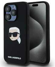 Telefoniümbris Karl Lagerfeld KLHMP15LSKHPPLK, Apple iPhone 15 Pro 6.1, must, silikoon, Karl Head Print, MagSafe