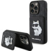 Telefoniümbris Karl Lagerfeld Saffiano Cardslots and Stand Monogram Choupette KLHCP15LSAKCNSCK, Apple iPhone 15 Pro, must