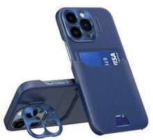 Hurtel Leather telefoniümbris, Apple iPhone 14 Pro, kaarditaskuga ja alusega, sinine