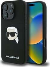 Silikoonümbris Karl Lagerfeld Liquid Karl Head MagSafe, Apple iPhone 16 Pro, must