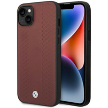 BMW Leather Diamond Pattern ümbris BMHCP14S22RFGR, Apple iPhone 14, burgundy