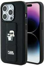 Telefoniümbris Karl Lagerfeld Gripstand Saffiano Karl&Choupette Pins KLHCP14LGSAKCPK, Apple iPhone 14 Pro, must