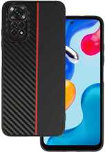 Telefoniümbris Tel Protect CARBON, Xiaomi Redmi Note 11 Pro/Note 11 Pro 5G, must punase triibuga