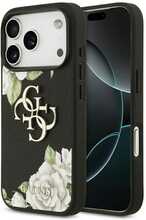 Guess Grained Roses & Big 4G Logo ümbris, iPhone 17 Pro, must