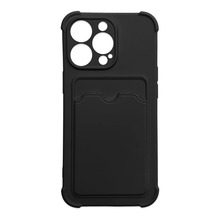 Telefoniümbris Card Armor Pouch silikonist Air Bag Armor, Apple iPhone 13 Mini Card Wallet, must