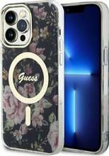 Telefoniümbris Guess Flower MagSafe GUHMP14XHCFWSK, Apple iPhone 14 Pro Max, must