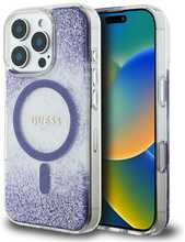 Telefoniümbris Guess HC Resin Bottom Glitter MagSafe, Apple iPhone 16 Pro, lilla